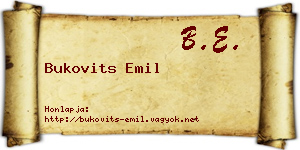 Bukovits Emil névjegykártya